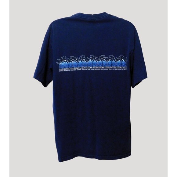 Hawaiian Palms Tee Shirt Men’s XL Navy Blue 100% Cotton Casual by Sundog - Picture 3 of 8